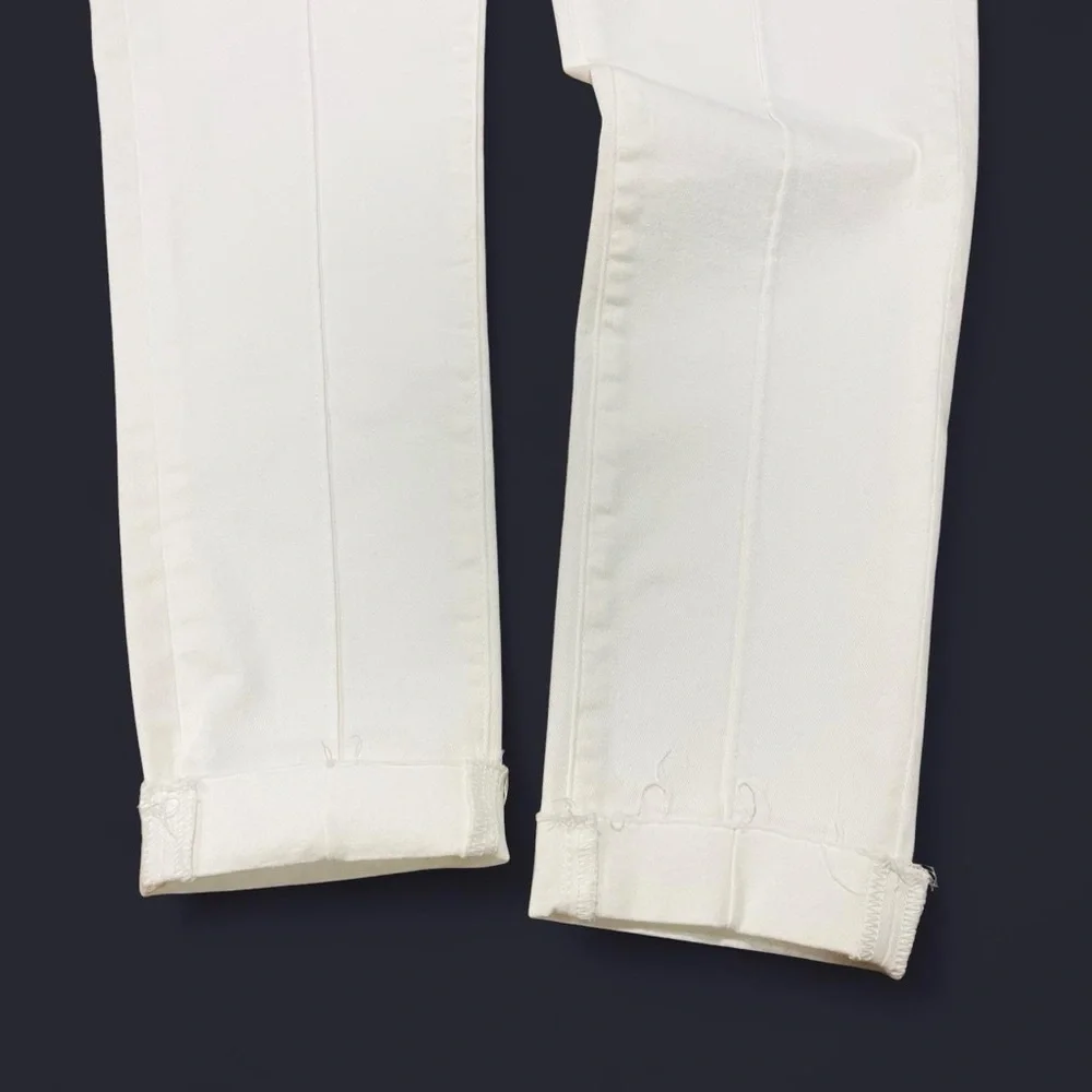 White Cuffed Ankle Straight Leg Creased Middle Jeans 6R - Picture 2 of 6